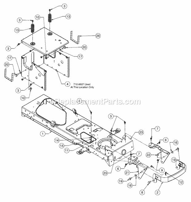 Frame Diagram and Parts List for 1517 13A-231G100 Cub Cadet Lawn Tractor